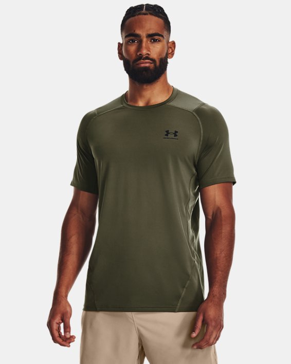 Men's HeatGear® Fitted Short Sleeve, Green, pdpMainDesktop image number 0